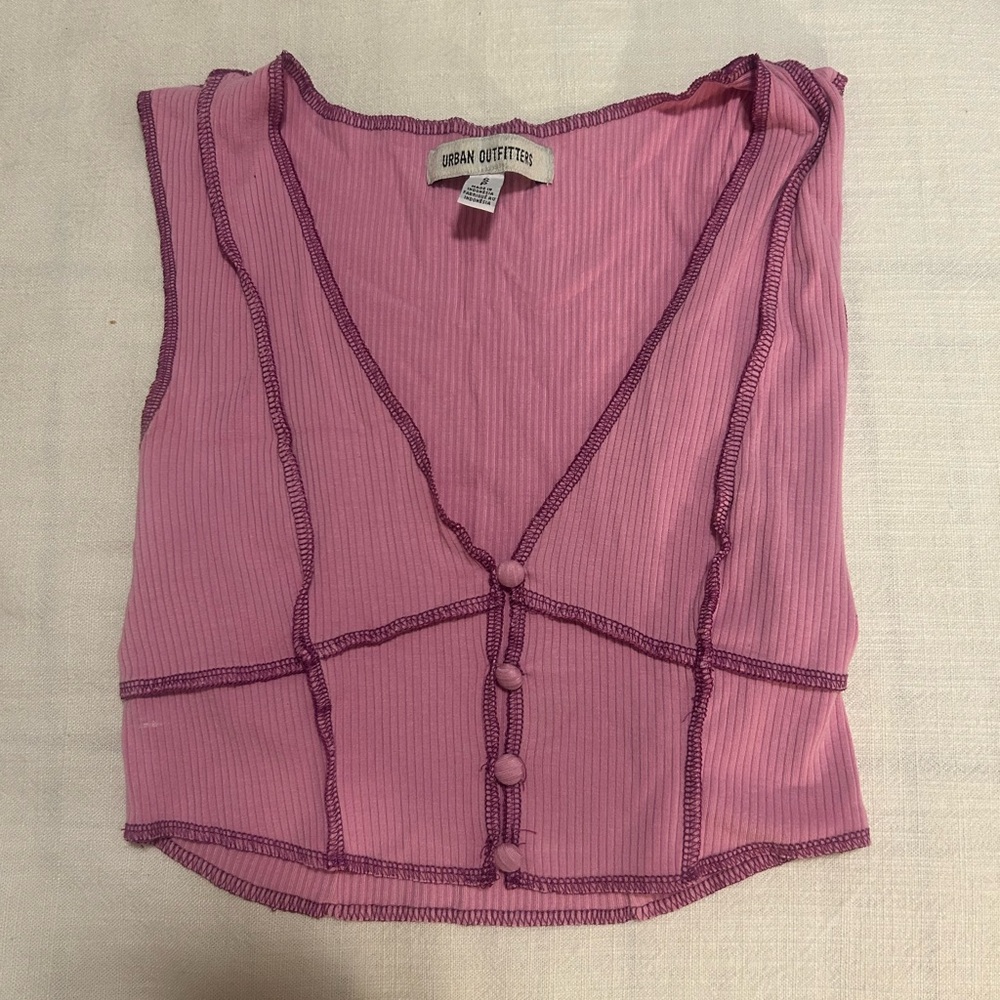 Urban Outfitters Ribbed Crop Top- Pink/Mauve S